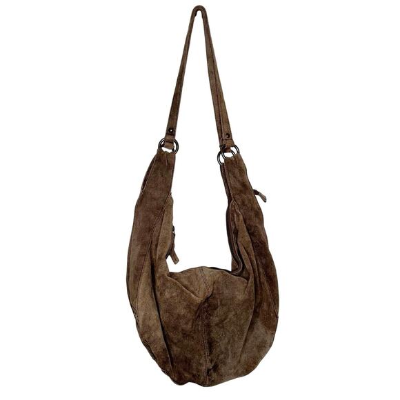 Free People Roma Suede Tote Boho Cow Leather Brown - Picture 2 of 7
